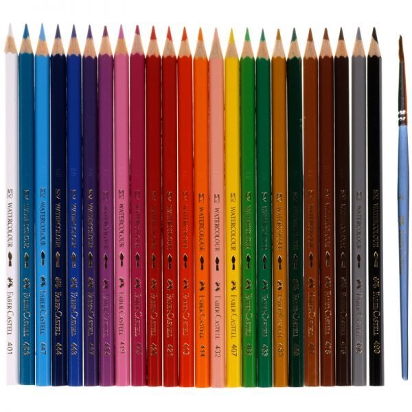 Карандаши акварельные Faber-Castell, 24цв+кисть, картон, европодвес