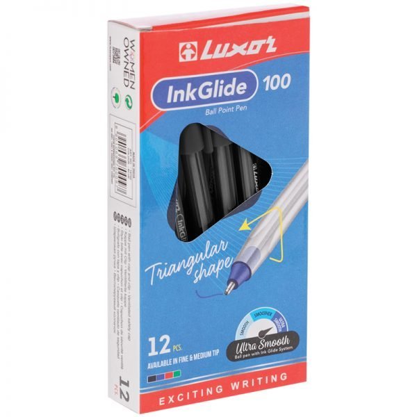 Ручка шариковая Luxor "InkGlide 100 Icy" черная, 0,7мм, трехгран.