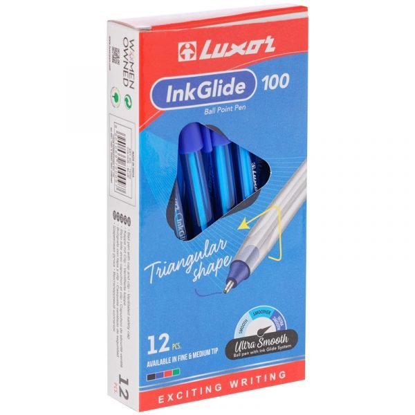 Ручка шариковая Luxor "InkGlide 100 Icy" синяя, 0,7мм, трехгран.