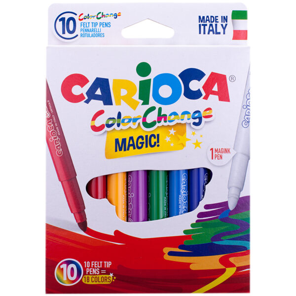 Фломастеры меняющие цвет Carioca "Color Change", 09цв.+1, 10шт., картон, европодвес