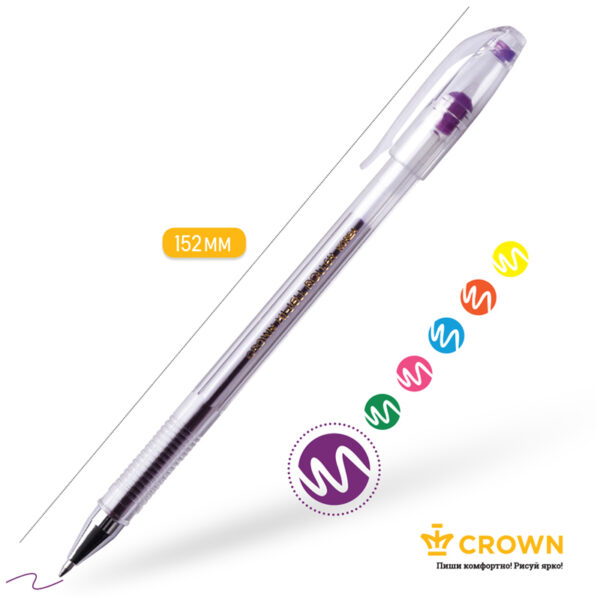Ручка гелевая Crown "Hi-Jell Color" фиолетовая, 0,7мм