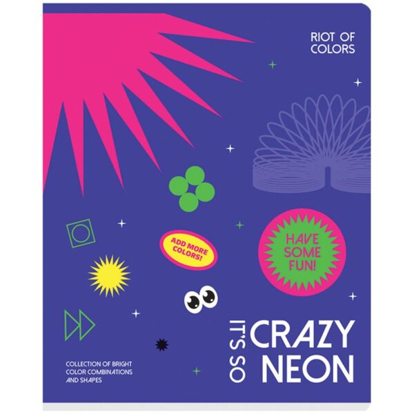 Тетрадь 48л., А5, клетка BG "Crazy neon", неоновая краска