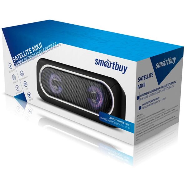 Колонка портативная Smartbuy Satellit 2, 2*5Вт, Bluetooth, MP3, FM-радио, подстветка, черный