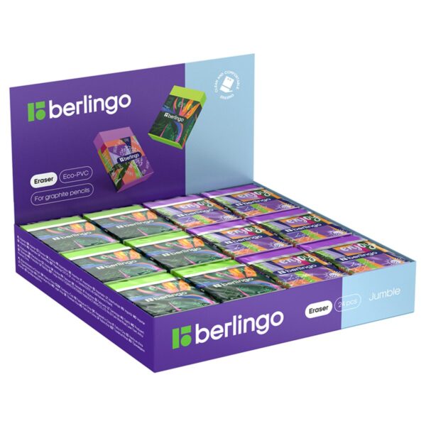 Ластик Berlingo "Jumble", Eco-PVC, картонный держатель,  45*32*11мм