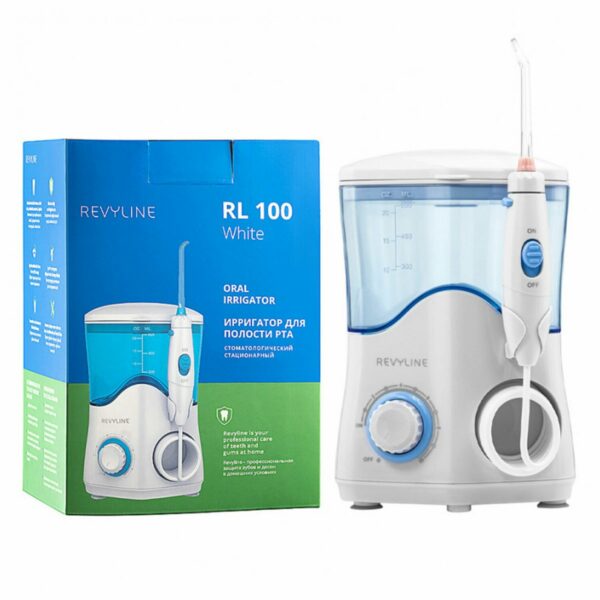 Ирригатор для полости рта REVYLINE RL 100, стационарный, емкость резервуара 0,6 л, 7 насадок, белый