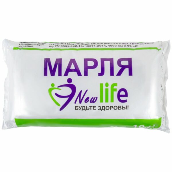 Марля медицинская отбеленная NEW LIFE отрез 10 м, плотность 36 (±2) г/м2, 94263