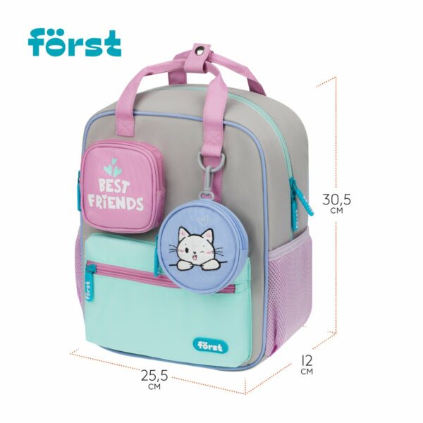 Рюкзак Först F-Kids "Hi, Kitty!" 30,5*25,5*12,5см, 1 отделение, 5 карманов, эргономичная спинка