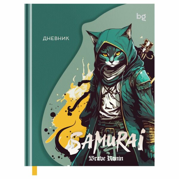 Дневник 1-11 кл. 48л. (твердый) BG "Samurai", матовая ламинация, тиснение фольгой, фигурный клапан, ляссе