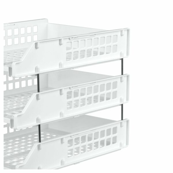 Лоток для бумаг горизонтальный СТАММ "Strong", набор 3шт., на метал. стержнях, белый