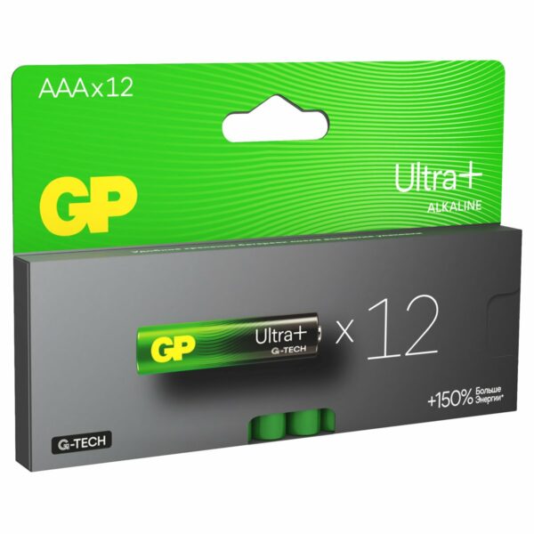 Батарейка GP Ultra Plus G-Tech AAA (LR03) 24AUP алкалиновая, BC12