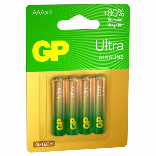 Батарейка GP Ultra G-Tech AAA (LR03) 24AU алкалиновая, BC4