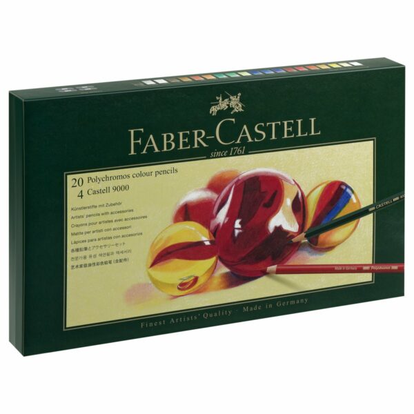 Карандаши цветные художественные Faber-Castell "Polychromos", 20цв.+ 4ч/г заточен., студийная коробка