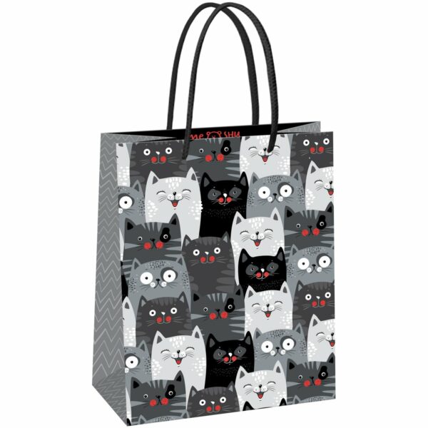 Пакет подарочный 18*23*10см MESHU "Cat pattern",  глянцевая ламинация