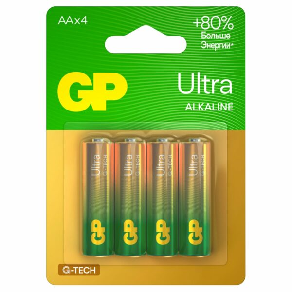 Батарейка GP Ultra G-Tech AA (LR6) 15AU алкалиновая, BC4