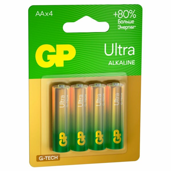 Батарейка GP Ultra G-Tech AA (LR6) 15AU алкалиновая, BC4