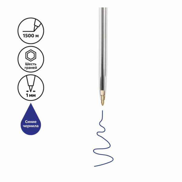 Ручка шариковая СТАММ "Оптима" синяя, 1,0мм, прозрачный корпус