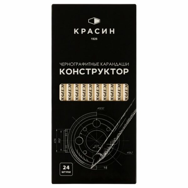 Карандаш ч/г Красин "Конструктор" ТМ (HB) круглый, заточен., корпус светлый лак