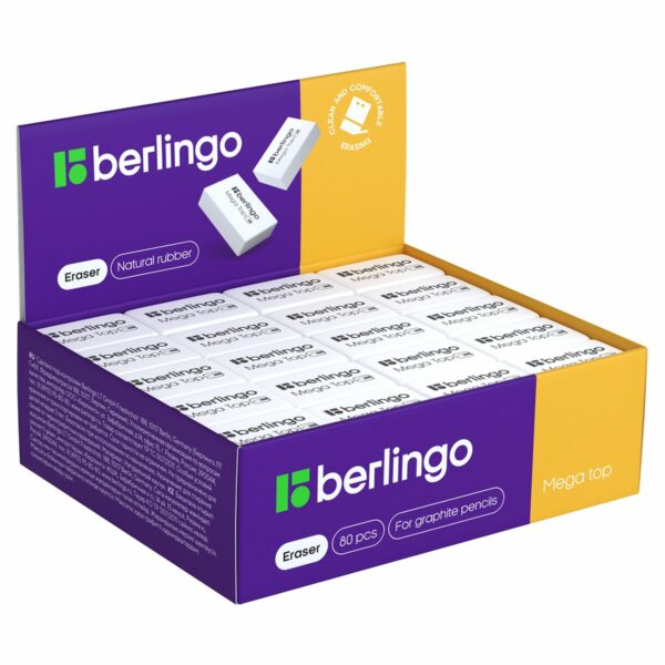 Ластик Berlingo "Mega Top", прямоугольный, натуральный каучук, 26*18*8мм